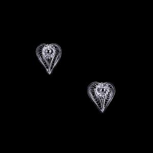 Best Selling High Grade <b>Silver</b> Filigree Heart-Shaped <b>Stud</b> Earrings Glittering Shine Studded Indian Fashion Jewelry Women's - Product Image 1