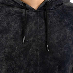 Black Acid Wash Sweat à capuche unisexe en coton mélangé avec logo brodé Sweat à capuche Streetwear de qualité supérieure - Product Image 3
