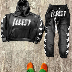 Conjunto de Sudadera y Pantalones Deportivos Personalizados de Invierno 2026, Ropa Urbana Ecológica, Reversible, con Estampado Deslavado al Ácido - Product Image 4