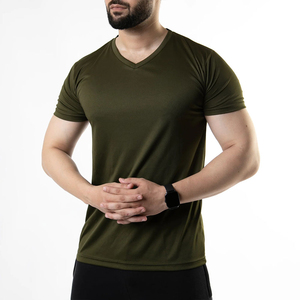 T-shirt de course à col en V personnalisable pour hommes, léger, polyester, spandex, séchage rapide et respirant, style formel - Product Image 4