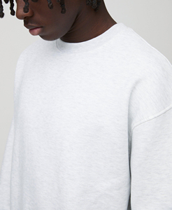 OEM/ODM Venta al por mayor personalizado impreso Logotipo de cuello redondo de gran tamaño de los hombres 100% algodón pulóver en blanco relajado ajuste básico sudadera para hombres - Product Image 5