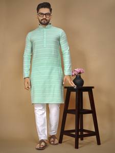 Premium Male Adult Soft Cotton <b>Kurta</b> Formal Silk Weaving Design for Party and Wedding Season - Product Image 2