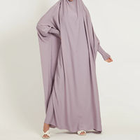 Abaya longue bleue pour femme, à manches longues, col montant, vêtement islamique modeste, couleur unie, polyester, coupe ample, pour usage quotidien