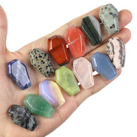 Nouvelles pierres précieuses naturelles en vrac, forme de couvercle de cercueil miniature, agate améthyste, sculptées à la main pour la fabrication, 3 cm 2 cm