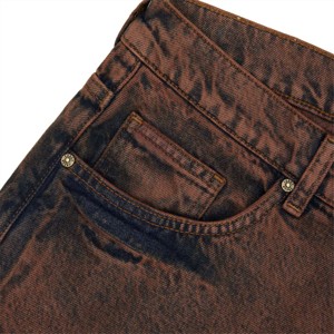 กางเกงขาสั้นผ้ายีนส์สีน้ำตาลขาสั้นผ้ายีนส์ขาดใส่สบายทันสมัยเหมาะสำหรับชุดฤดูร้อนแบบลำลอง - Product Image 4