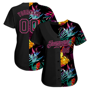Camiseta de Béisbol Sublimada Personalizada con Diseño Floral, 100% Poliéster, Secado Rápido, Absorción de Humedad, Corte Atlético, Cuello con Botones - Product Image 2