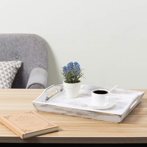 Plateau de service rectangulaire en bois de pin design personnalisé avec poignées Fabricant de plateau en bois de meilleure qualité Plateaux de service en bois pour petit-déjeuner - Product Image 5