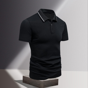 Polo en coton et polyester coupe ajustée pour homme Polo en tricot décontracté à manches courtes anti-rides - Product Image 6