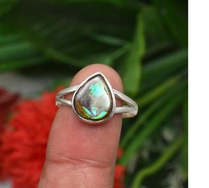 Ammolite Gemstone <b>Ring</b> Handmade 925 Sterling Silver Elegant Filigree Design Solid Silver <b>Ring</b> Women Colorful <b>Statement</b> Jewelry - Product Image 2