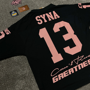 เสื้อยืดฟุตบอล300GSM โอเวอร์ไซส์สำหรับผู้ชายเสื้อสไตล์วินเทจผ้าตาข่ายแนวสตรีทเสื้อยืดไหล่ตกสไตล์ย้อนยุคพิมพ์ลาย - Product Image 4