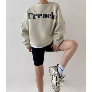 2023 última ropa de calle con estilo entrenamiento letra impresa color personalizado cuello redondo sudadera casual suelta manga larga tops para mujeres - Product Image 3