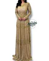 Robes de soirée de luxe AWAIS House Empire, broderies de fleurs en perles et cristaux, 100% polyester, écologiques, longueur au sol, coupe trapèze