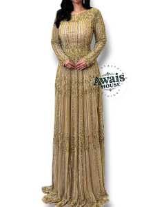 Robes de soirée de luxe Empire, broderie de perles de cristal, 100% polyester, écologiques, longueur au sol, silhouette en A pour femmes - Product Image 3