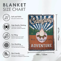 Couverture portable HYUGA Wander Quest toutes saisons en coton et fibre de polyester 172x122cm pour aventures en plein air, pique-niques, camping, voyages, randonnée