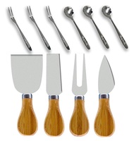 Nouveaux outils à fromage 4 pièces coupe-beurre fourchette ensemble couteau à fromage en acier inoxydable ensemble avec manche en bois de bambou de haute qualité
