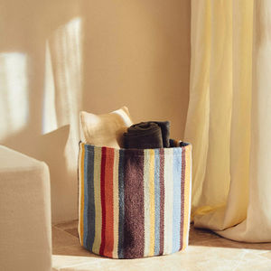 Cesta de Almacenamiento Plegable de Algodón con Rayas de Colores - Product Image 1