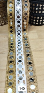 Fait sur mesure Vibrant Multicolore Miroir Travail Dentelle Garniture Traditionnelle Ethnique Surligné Réfléchissant Dentelle Tissu - Product Image 6