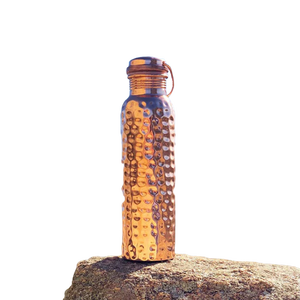 Bouteille d'eau de Yoga en cuivre martelée au diamant au Style Unique, bouteille d'eau en cuivre métallique avec couvercle anti-fuite avancé - Product Image 3