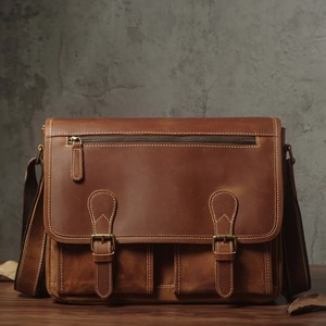 Le plus populaire sac à bandoulière rétro unisexe marron à fermeture éclair écologique sac de messager vintage fonctionne au bureau - Product Image 5