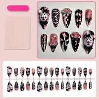 NBL-JX-224 Halloween 3D Gothic Clown Press on Nails Embossed Reusable Full Cover False Nails Removable 30PCS