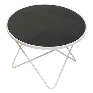 SFBT014-Juego de 4 mesas de sofá de cristal blanco y cuero negro con marco en forma de V, organizador de abrigos para mujer - Product Image 1
