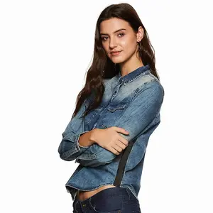 2023 OEM personnalisé chemises décontractées pour les femmes Design classique Jeans tricotés pour le bureau dame été saison ODM approvisionnement - Product Image 1