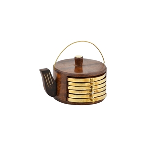 Acacia Wood Kettle Coasters Square Round Designs with Classic Style Wholesale Factory Price Different Shapes Available in India - Product Image 1