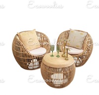 Ensemble de canapés de salle à manger d'extérieur en bambou et rotin, faits à la main, écologiques, modernes et luxueux, pour appartement, villa, parc et salon