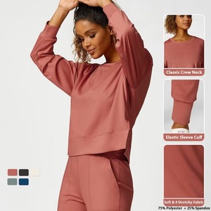 Marca privada, 2 uds., chándal de peso pesado para mujer, sudaderas de manga larga con cuello redondo + Pantalones para correr con bolsillos laterales, conjuntos de salón - Product Image 6