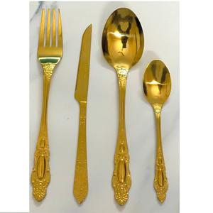 Juego de cubiertos de acero inoxidable de cuatro piezas en cubiertos estampados de PVD negro para cena y té para fiestas y servicio de comida - Product Image 2