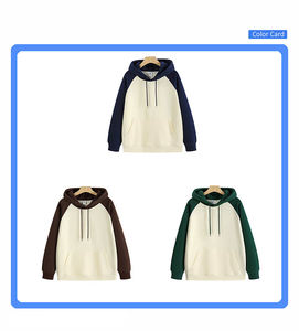 Sudadera con capucha de algodón con cuello redondo y bordado para hombre, contraste de Color personalizado, sudaderas de cuello redondo en relieve, sudaderas con capucha en relieve - Product Image 6