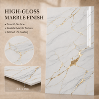 Panel de Pared de PVC MORLENX, Lámina de Mármol Blanco UV con Textura Natural Marrón Gris