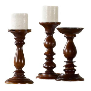 Ensemble de 3 chandeliers en bois faits à la main Style de ferme décoratif pour Noël pour créer une atmosphère confortable aux chandelles - Product Image 2