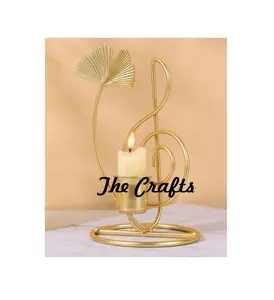 Porte-bougie en métal plaqué or de qualité supérieure pour la décoration de la maison, les mariages et les fêtes - Product Image 1