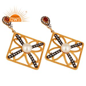 Best Selling Sterling <b>Silver</b> 18K Gold Plated Natural Multi Gemstone <b>Dangle</b> <b>Earring</b> Demi Fine Jewelry Manufacturer - Product Image 2