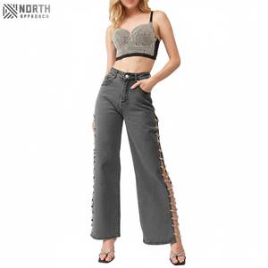 Mid <b>Waist</b> Regular Fit Breathable Casual <b>Jeans</b> Women Straight Leg Denim Pants <b>Elastic</b> Plus Size 3D Pattern - Product Image 1