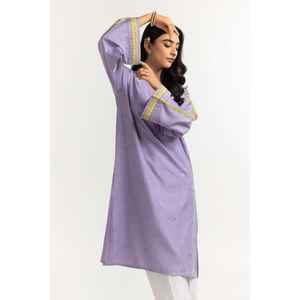 Camisa Bordada con Estampado Floral Otoñal para Mujer, Color Morado, Talla XL, Largo, Jacquard, Poliéster, Organza, Chifón, Lino, ODM - Product Image 5