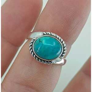 Turquoise Ovally Cut Diamond Handmade Boho <b>Statement</b> Sterling Silver <b>Ring</b> Anniversary Birthday Wedding Christmas Gift for Her - Product Image 5