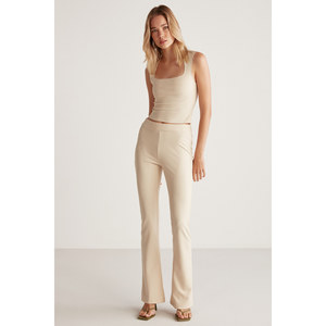 ETHIQUET Jolly Pantalon long évasé pour femme en tricot crêpe interlock, entièrement ajusté, taille haute élastiquée - Product Image 3