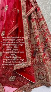 Bordado exclusivo pesado muy bien elaborado de pavo real y Bharat diseñado nupcial Lehenga Choli para venta en línea - Product Image 3