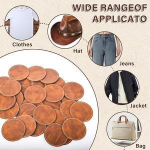 Patch de chapeau en similicuir vierge et cuir artificiel Laser adhésif rond pour chapeau réparation de tissu personnalisé couture Laser fournitures patchs - Product Image 3