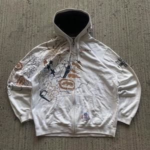 เสื้อฮู้ดมีซิปน้ำหนักเบาสำหรับผู้ชาย OEM เสื้อผ้าแนวสตรีทมีลายปักและพิมพ์ลายมัดย้อมสำหรับฤดูใบไม้ผลิ - Product Image 1