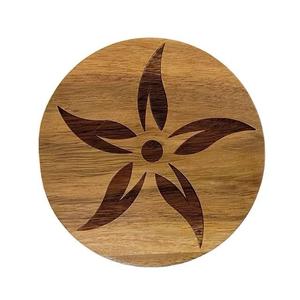 Dessous de verre pour le thé au design moderne personnalisé Dessous de verre décoratifs durables de forme ronde Dessous de verre en bois d'acacia pour la publicité - Product Image 1
