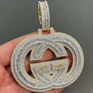 3.50CT Diamant Rond Logo charme Pendentif 14k Or Jaune Finition - Product Image 2