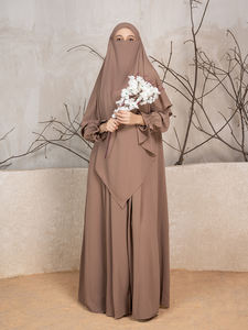 Moda ropa islámica tradicional musulmán Abaya vestido poliéster CYK Crickle tela liso Abaya musulmán mujeres vestido Dubai Abaya - Product Image 6