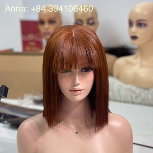 สีน้ําตาล Super Double Drawn Bundles หนังกําพร้าบริสุทธิ์ที่ยังไม่ได้รับการแปรรูปจากธรรมชาติ 100% จัดชิดการต่อผมตรงสีแดงบริสุทธิ์ของมนุษย์