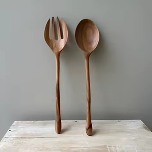Ensemble de serveur de salade en bois de qualité supérieure pour les événements de Noël Saint-Valentin Vaisselle Utilisation Vaisselle Outils de salade Décor de table - Product Image 1