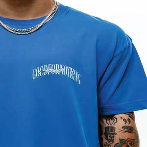 Camiseta de Hip Hop con hombros caídos para hombre de gran tamaño logotipo personalizado básico peso pesado 210g serigrafía 100% algodón puro - Product Image 2