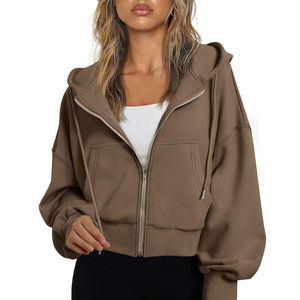 Sweat à capuche de course court pour femme, confortable, épais, thermique, léger, en polaire non doublé, design original, écologique, en 2026 - Product Image 1