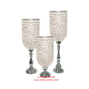 Hot Luxury Silver Crystal Candle Holder for Events and Wedding Decoration Aluminum Casting <b>Tall</b> Handmade T Light Candle Holder - Product Image 2